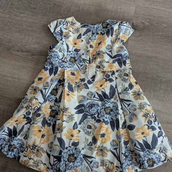 Floral Kids Dress in Blue and Yellow - Picture 3 of 4